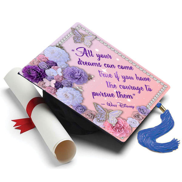 Pursue Your Dreams Grad Cap Tassel Topper - Tassel Toppers - Professionally Decorated Grad Caps